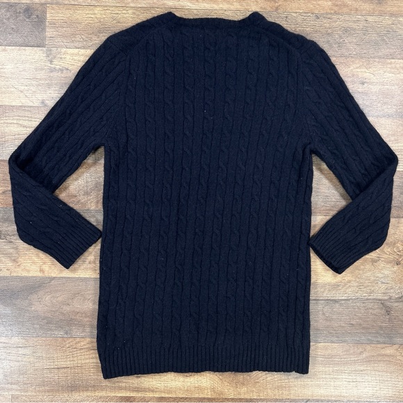 J Crew Womens Sweater Large Blue Cable Knit V Neck, Shrunk Fits Like a Small - Picture 6 of 13